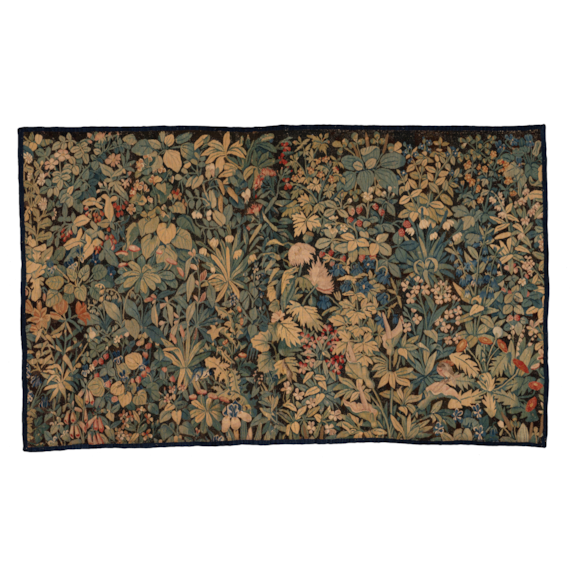 Millefleurs with wild strawberries, violets and daisies